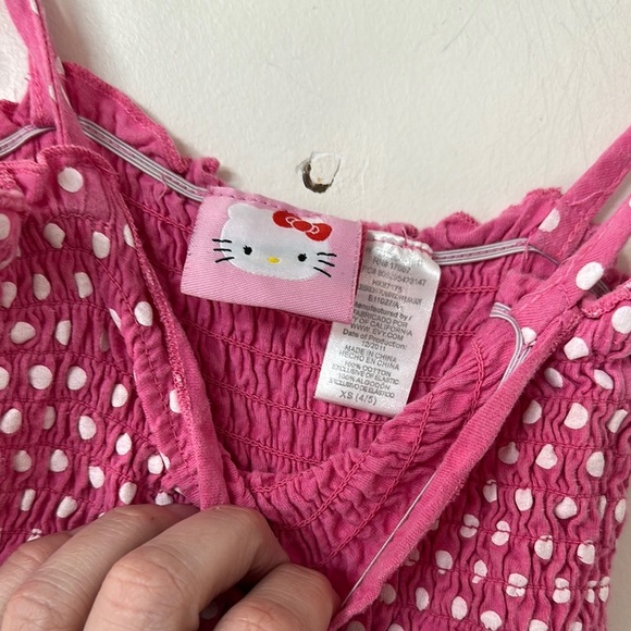 Hello Kitty Pink Smocked Sundress Sleeveless Casual - Picture 3 of 3